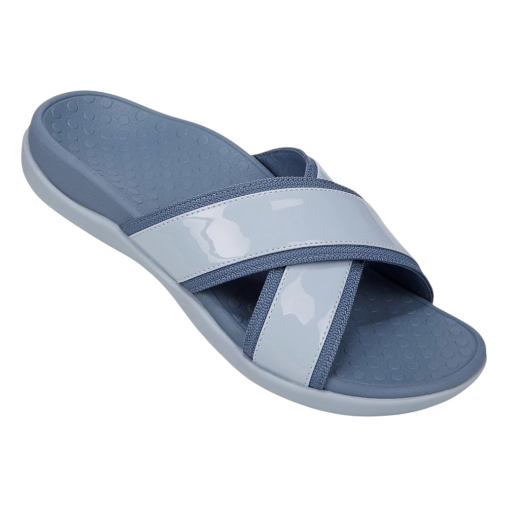 Vionic Light Blue Cross-Strap Slide Sandal